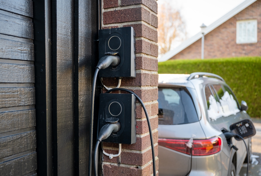 Home,Electric,Car,Charging,Station,On,Brick,Wall